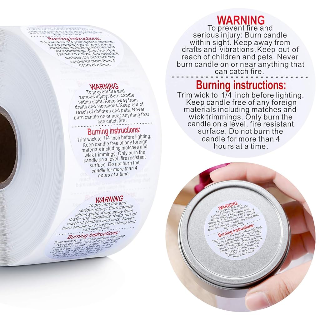 HASTHIP 500 sheet Warning Lable Sticker for Candle Jar Scented Candle Self-adhensive Warning Sticker Safety Labels Decal for 1.5 inch Candle Making DIY Candle Jars,Handmade Candle HASTHIP 500 sheet Warning Lable Sticker for Candle Jar Scented Candle Self-adhensive Warning Sticker Safety Labels Decal for 1.5 inch Candle Making DIY Candle Jars,Handmade Candle